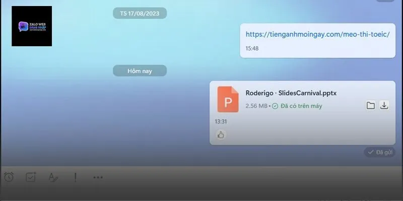 Cách gửi file PowerPoint qua Zalo máy tính
