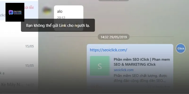 Quản lý danh sách link tại zalo web đăng nhập