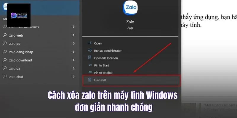Cách Xóa Zalo Trên Máy Tính Windows Đơn Giản Nhanh Chóng