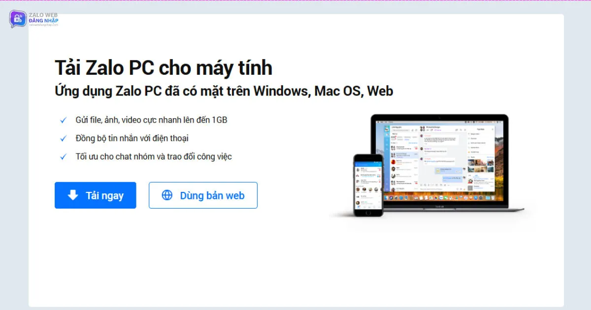 Ưu điểm vượt trội của Zalo Web đăng nhập