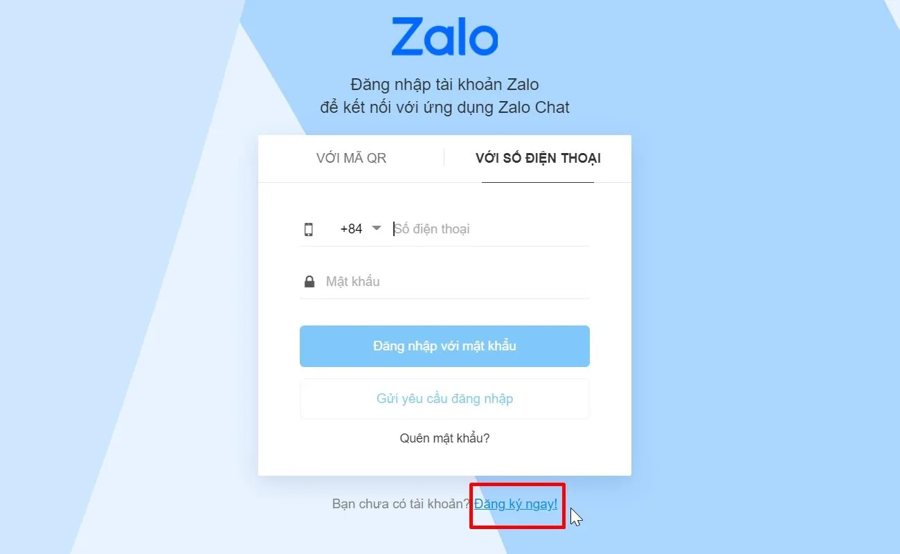 Nhập Số điện thoại và Mật khẩu Zalo